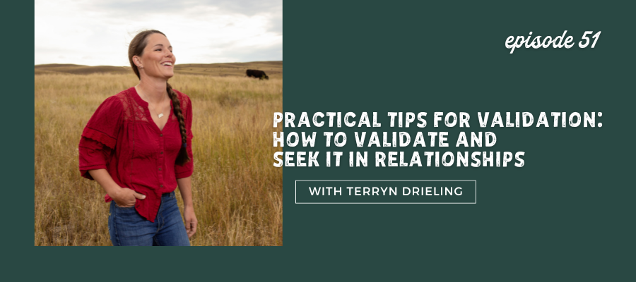 header graphic for Practical Tips for Validation: How to Validate and Seek It in Relationships [episode 51]